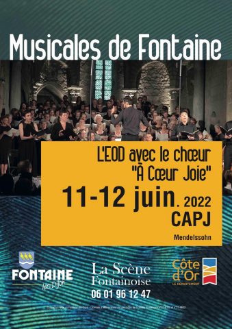 Musicales de Fontaine « Concert Mendelssohn  » par l’Ensemble Orchestral de Dijon, avec l’Ensemble  » A Coeur Joie «  - 0