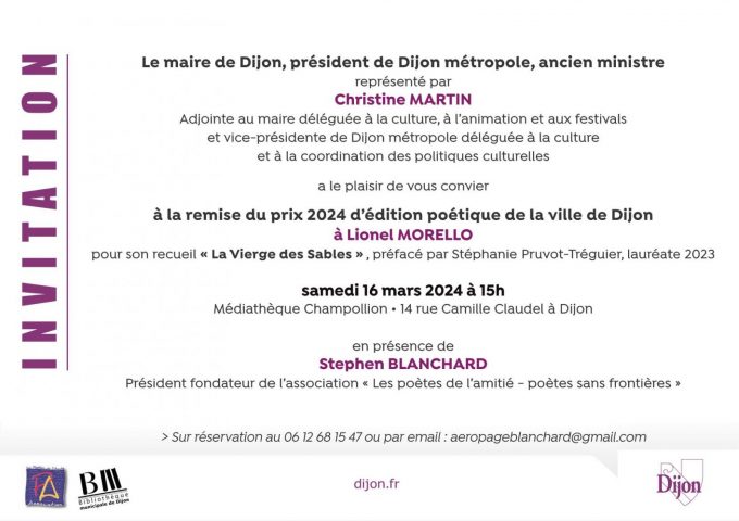 Remise du prix de poésie de la ville de Dijon 2024 à Lionel Morello - 0